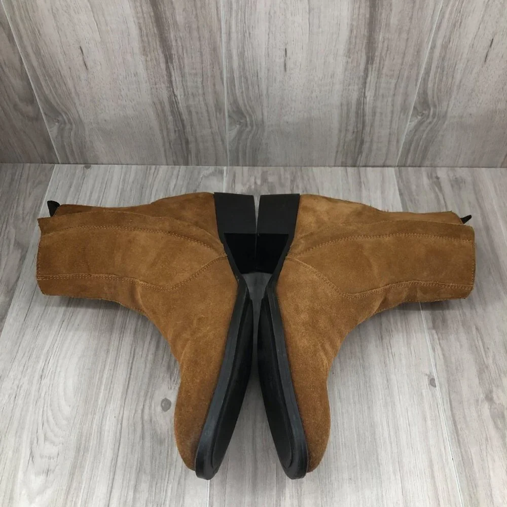 Zara Ankle Boots Womens EU 39 Brown Suede Zip Booties